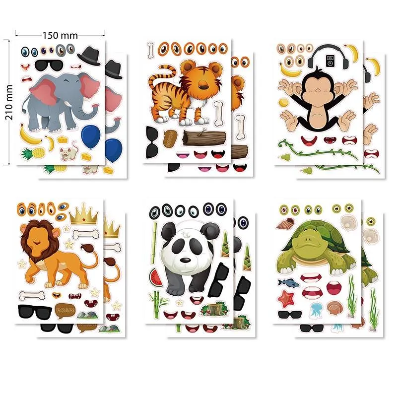Autocollants de puzzles d'animaux de dessin animé