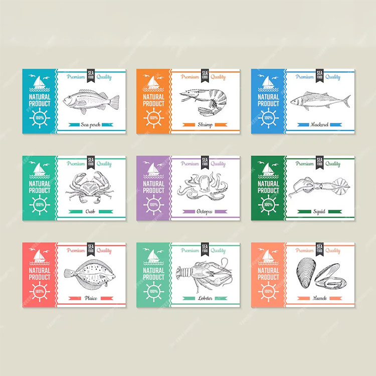 Étiquette de fruits de mer
