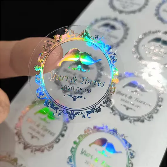 Étiquette holographique transparente